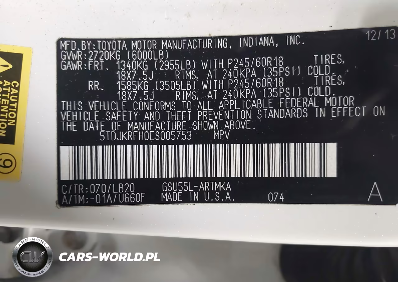 2014 Toyota Highlander Xle V6 VIN:5TDJKRFH0ES005753 - 9