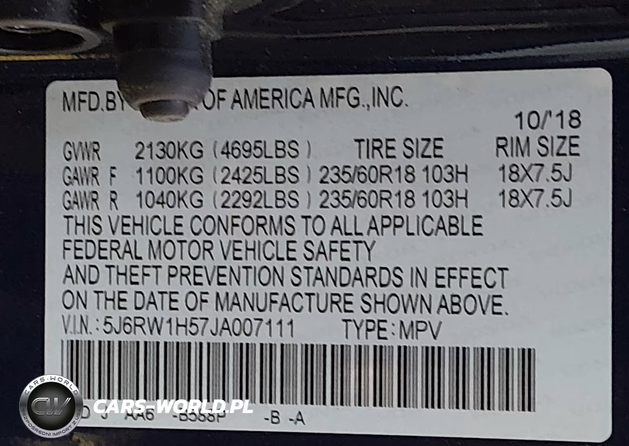 2018 Honda Cr-V Ex VIN:5J6RW1H57JA007111 - 9