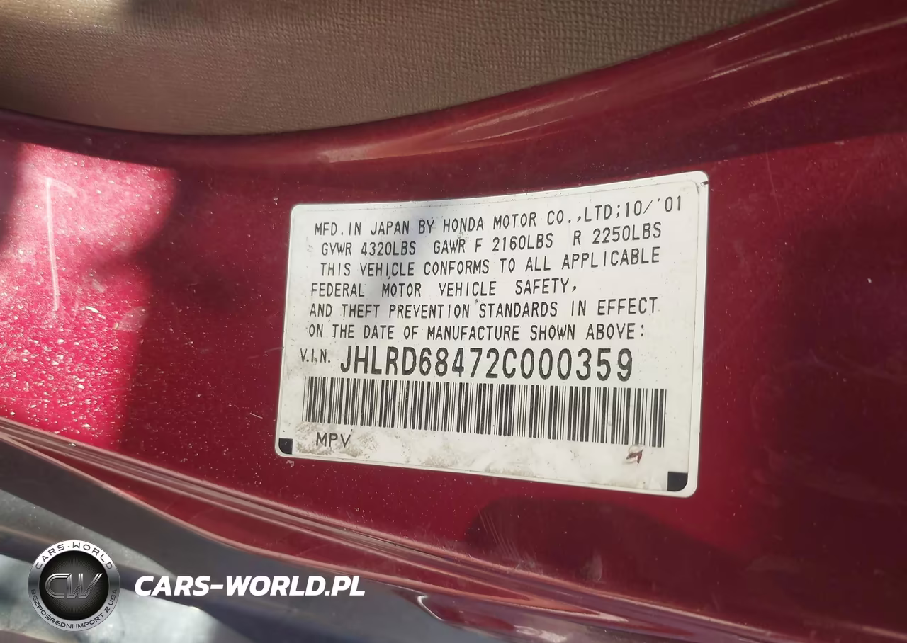 2002 Honda Cr-V Lx VIN:JHLRD68472C000359 - 9