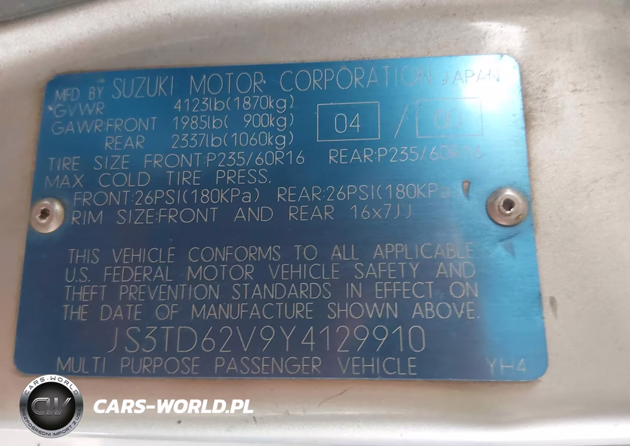 2000 Suzuki Grand Vitara Jlx-Jlx+-Limited VIN:JS3TD62V9Y4129910 - 9