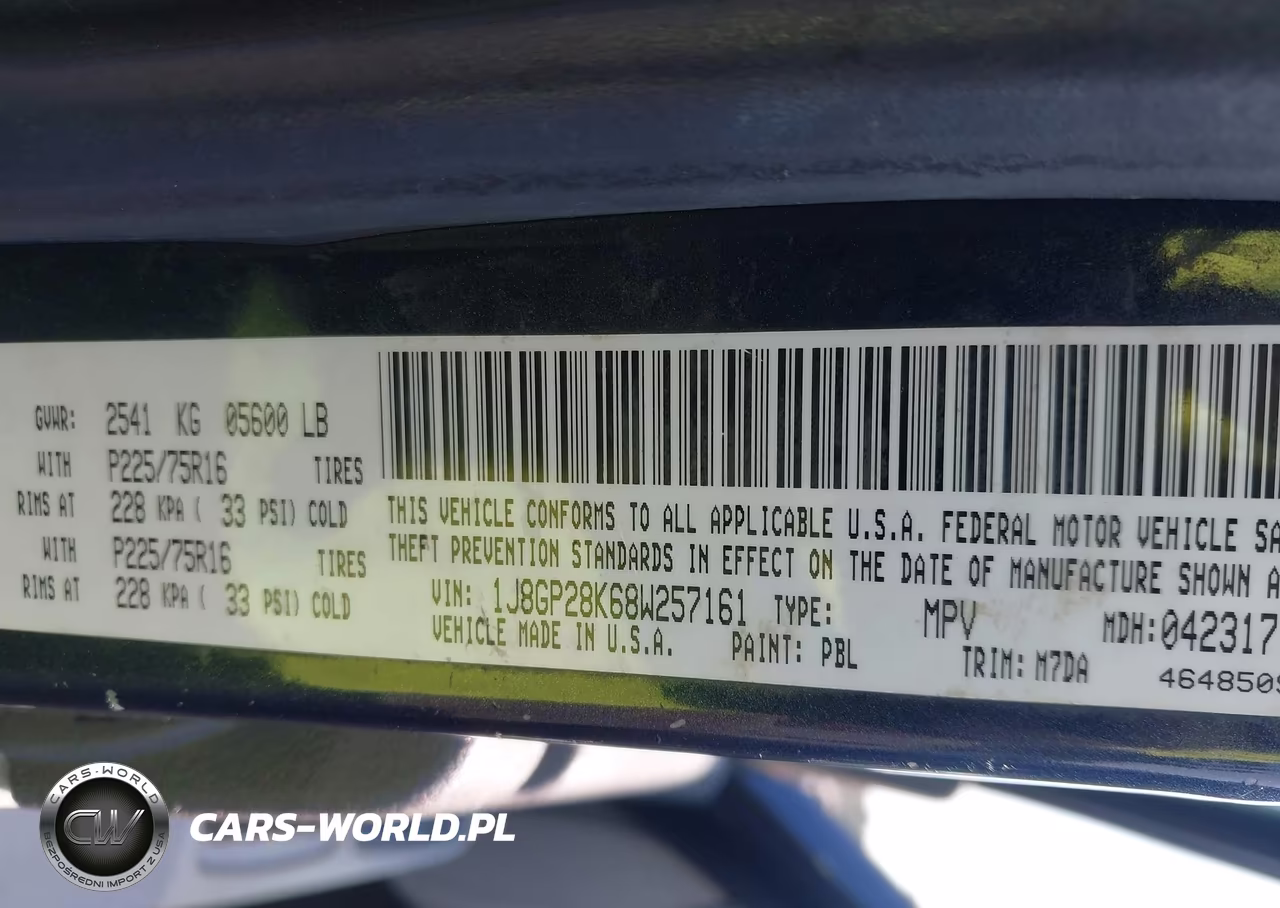 2008 Jeep Liberty Sport VIN:1J8GP28K68W257161 - 9