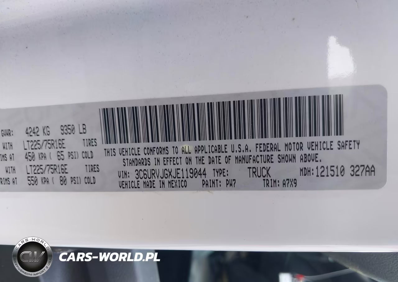 2018 Ram Promaster 3500 Cargo Van High Roof 159 Wb Ext VIN:3C6URVJGXJE119044 - 9