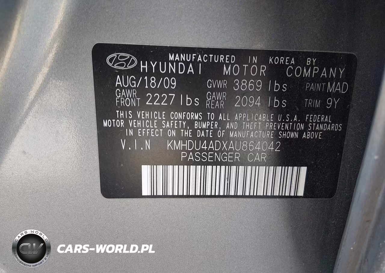 2010 Hyundai Elantra Gls VIN:KMHDU4ADXAU864042 - 9