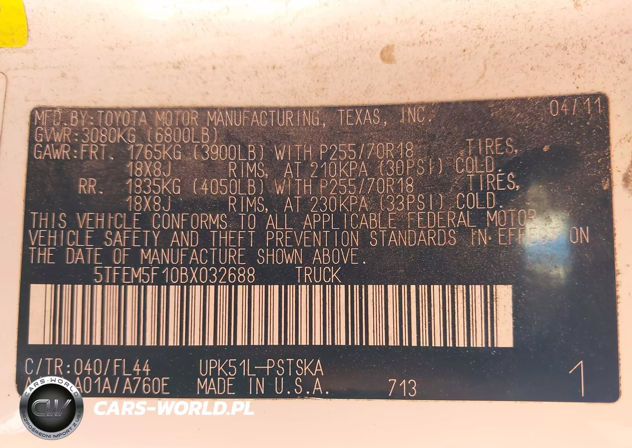 2011 Toyota Tundra Grade 4.6L V8 VIN:5TFEM5F10BX032688 - 9
