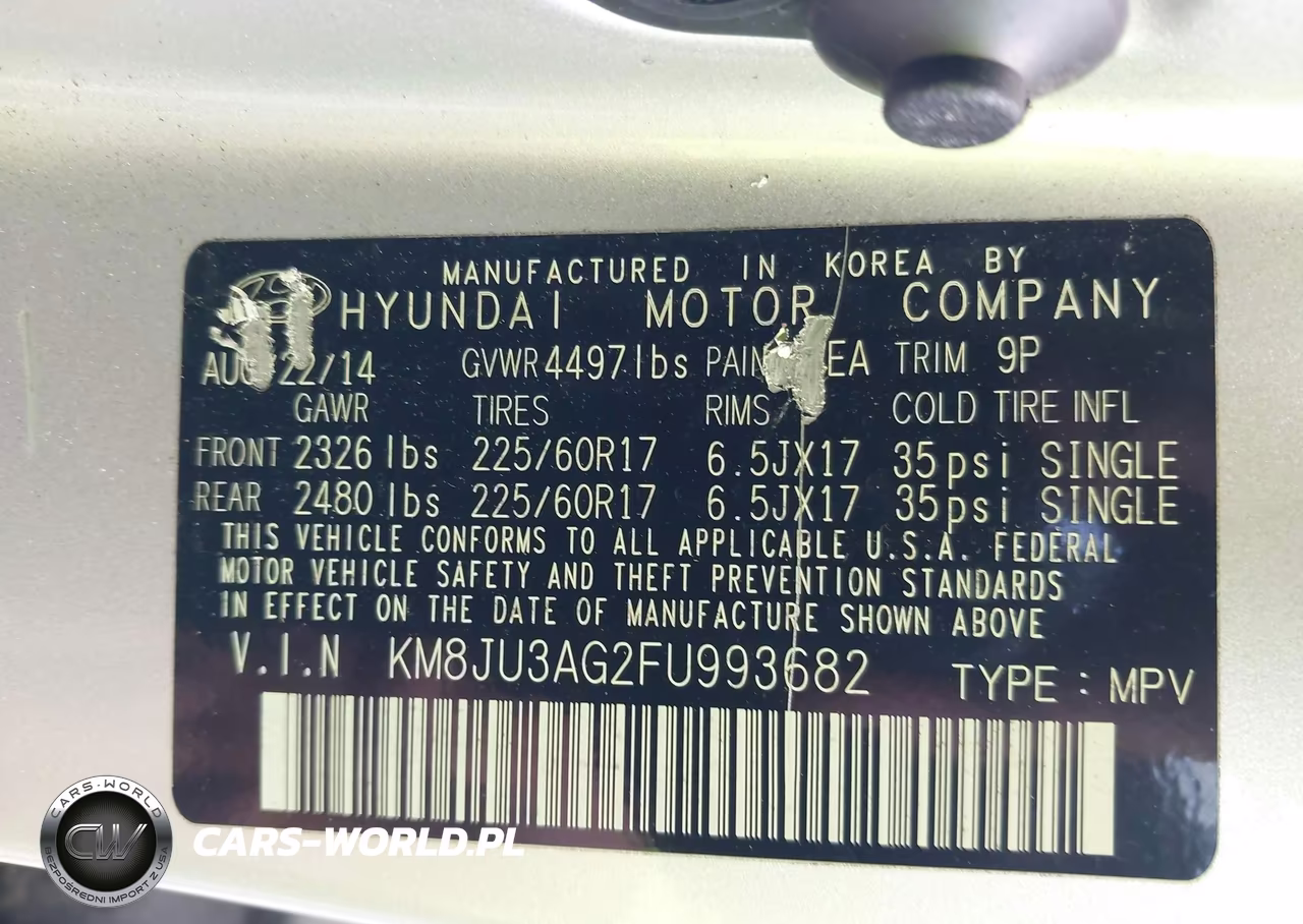 2015 Hyundai Tucson Se VIN:KM8JU3AG2FU993682 - 9