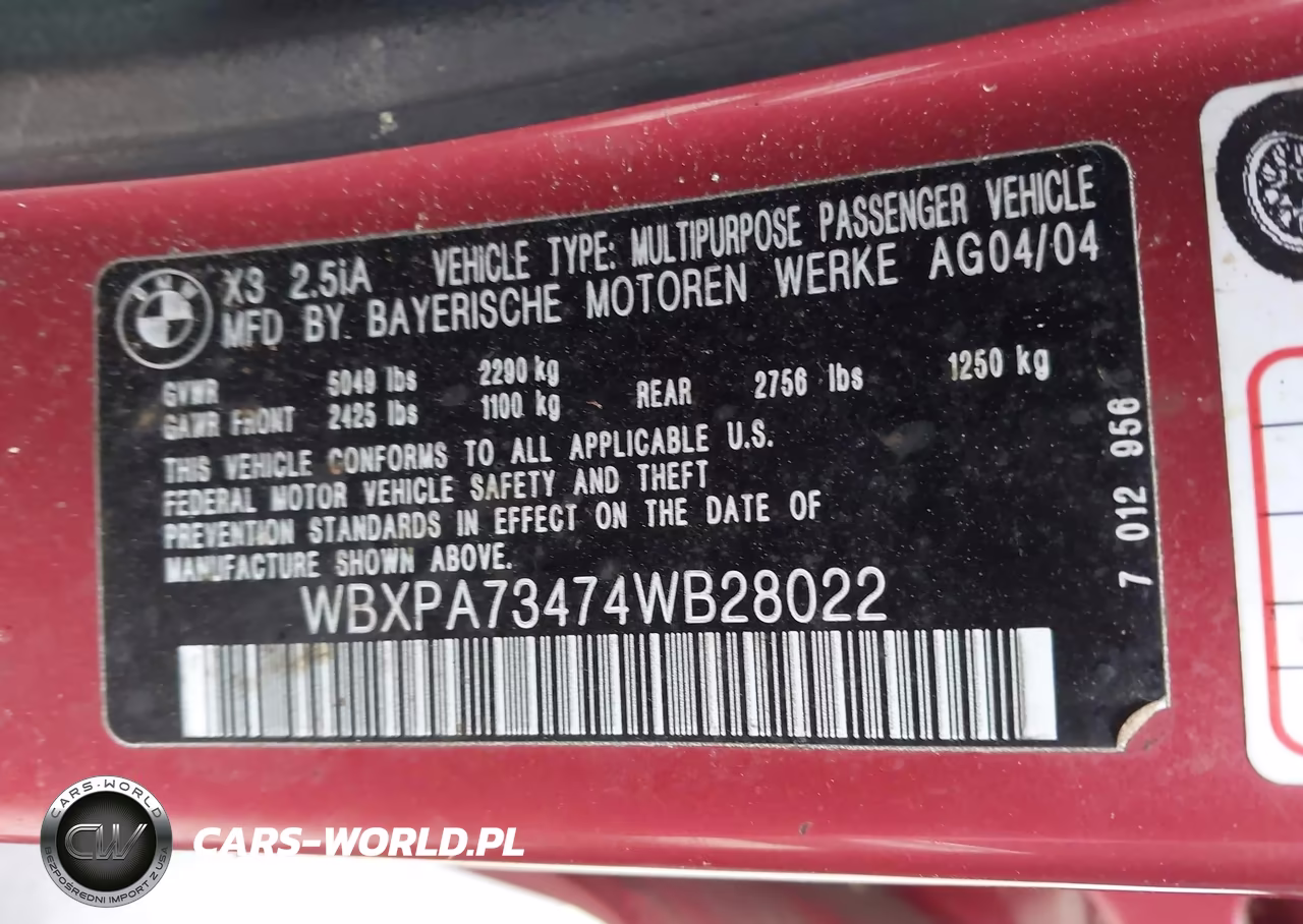 2004 BMW X3 2.5I VIN:WBXPA73474WB28022 - 9