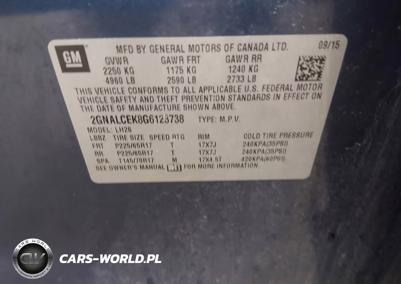 2016 Chevrolet Equinox Lt VIN:2GNALCEK8G6123738 - 9