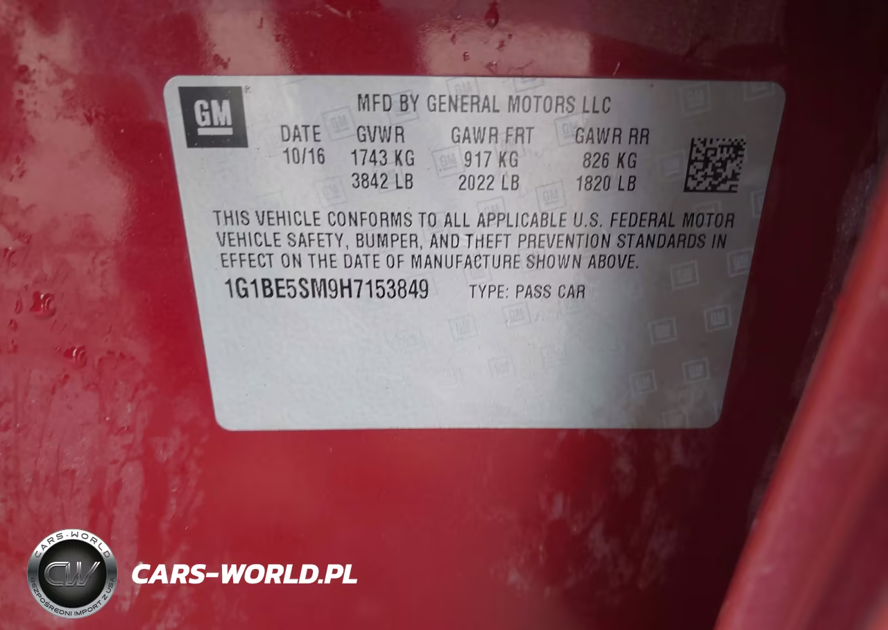 2017 CHEVROLET CRUZE LT AUTO VIN:1G1BE5SM9H7153849 - 9