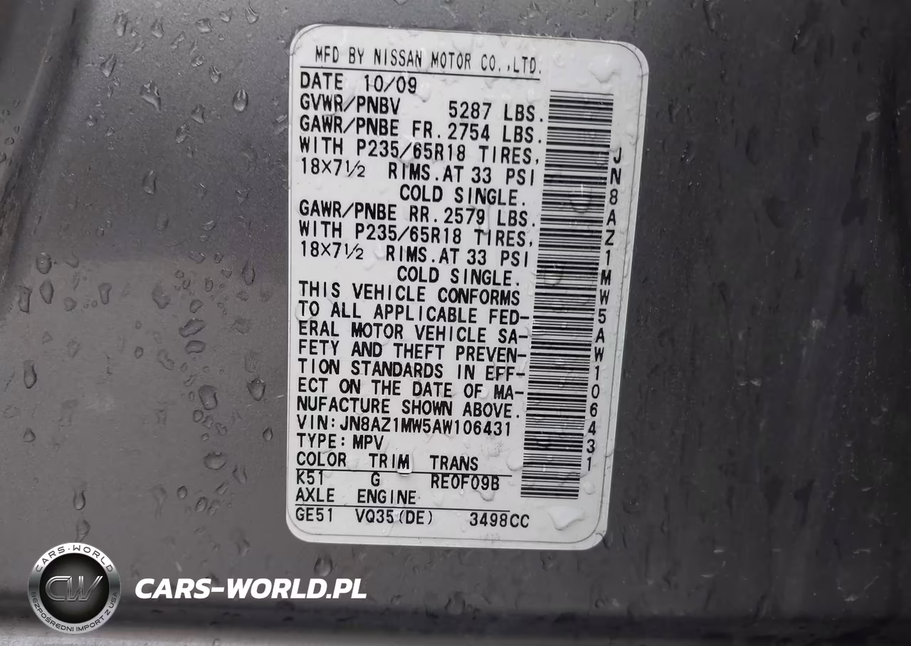 2010 Nissan Murano Sl VIN:JN8AZ1MW5AW106431 - 9
