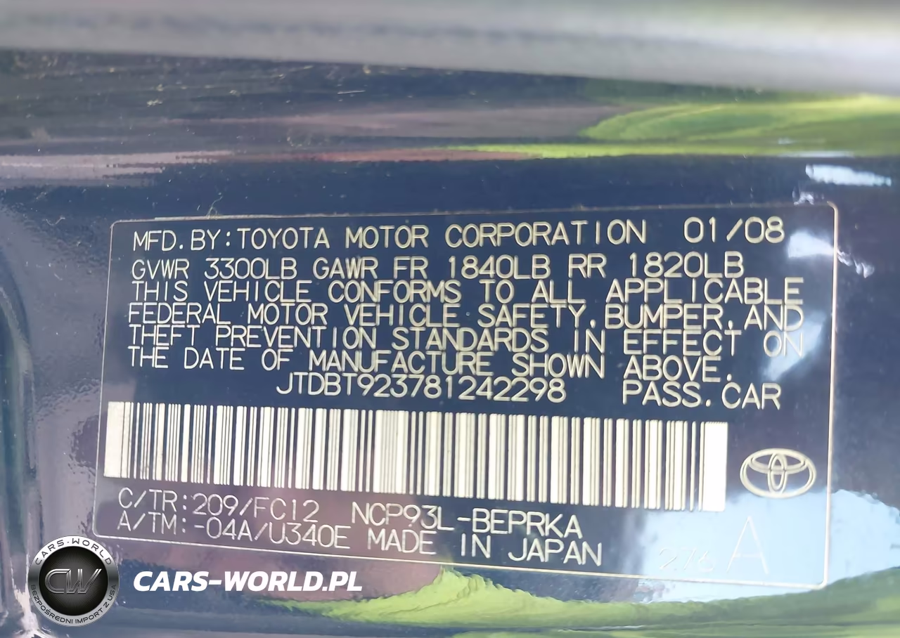 2008 Toyota Yaris S VIN:JTDBT923781242298 - 9