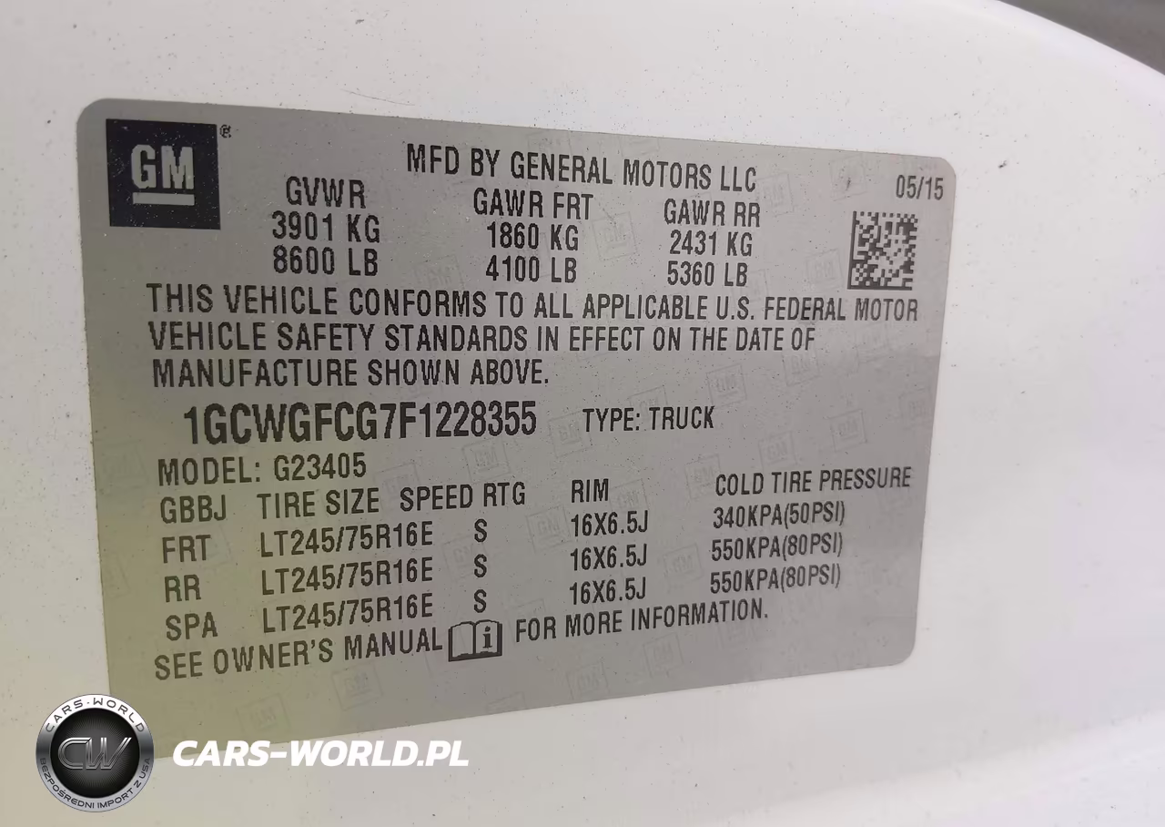 2015 Chevrolet Express 2500 Work Van VIN:1GCWGFCG7F1228355 - 9
