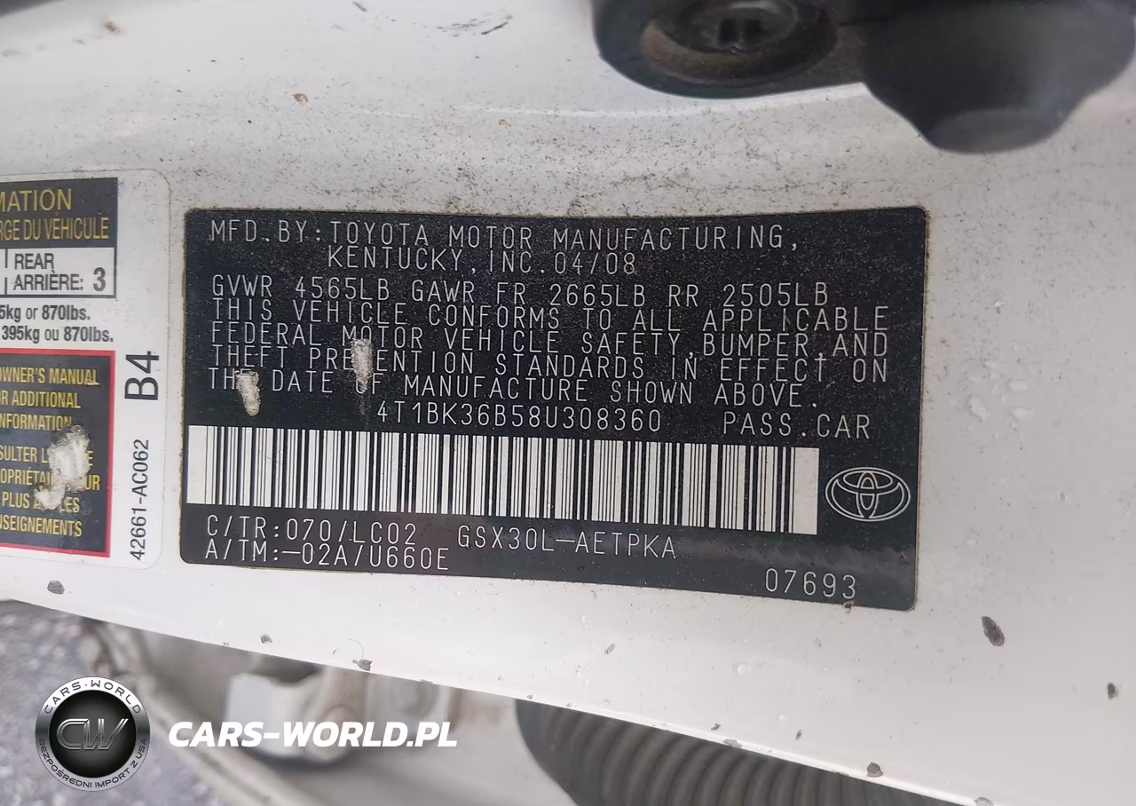 2008 Toyota Avalon Limited VIN:4T1BK36B58U308360 - 9