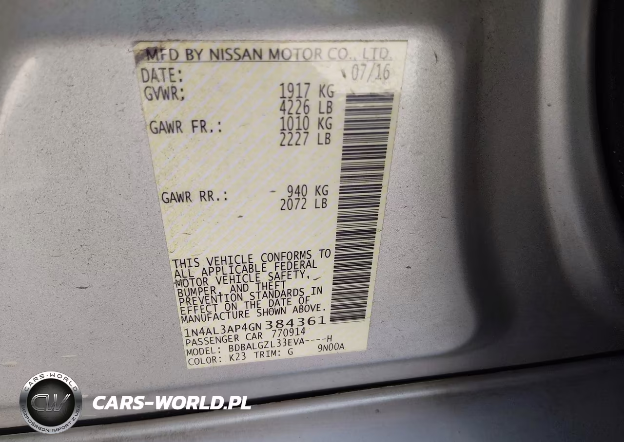 2016 Nissan Altima 2.5 S VIN:1N4AL3AP4GN384361 - 9