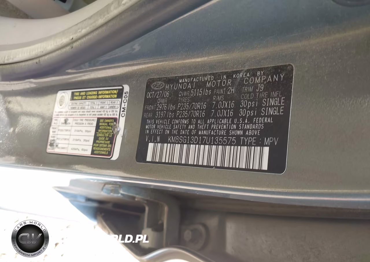 2007 Hyundai Santa Fe Gls VIN:KM8SG13D17U135575 - 9