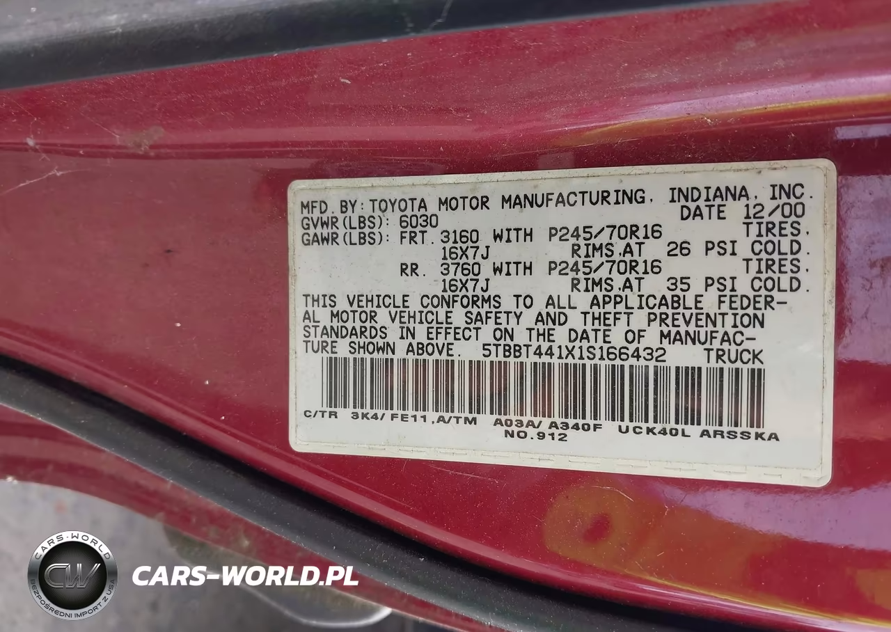 2001 Toyota Tundra Sr5 V8 VIN:5TBBT441X1S166432 - 9
