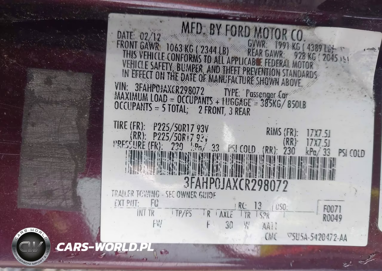 2012 Ford Fusion Sel VIN:3FAHP0JAXCR298072 - 9