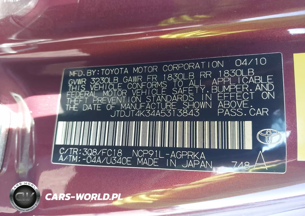 2010 Toyota Yaris VIN:JTDJT4K34A5313843 - 9