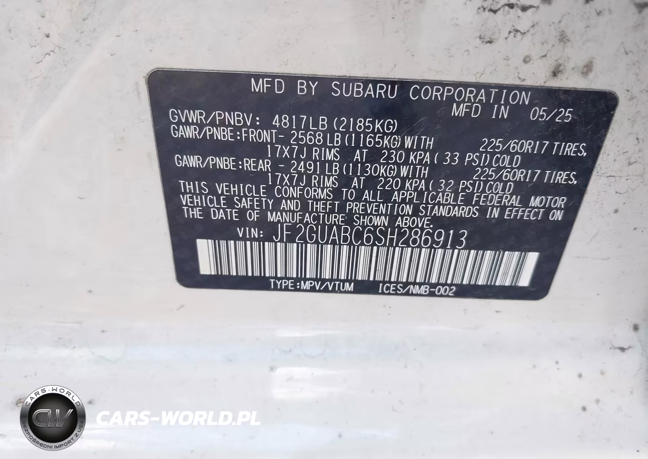 2025 Subaru Crosstrek VIN:JF2GUABC6SH286913 - 9