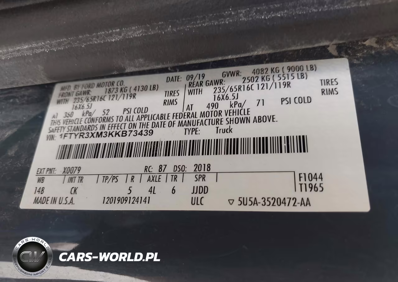 2019 Ford Transit-250 VIN:1FTYR3XM3KKB73439 - 9