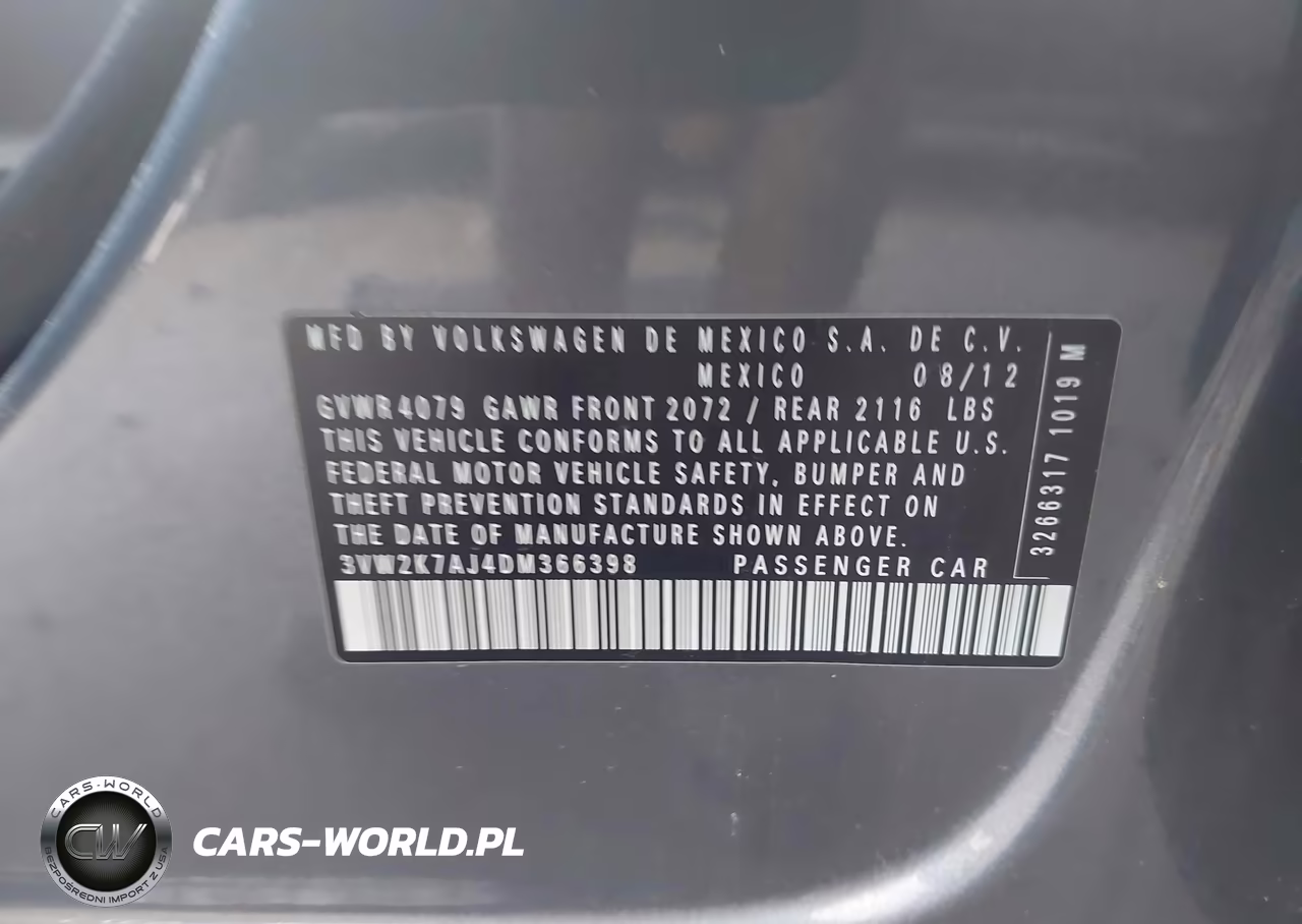2013 Volkswagen Jetta 2.0L S VIN:3VW2K7AJ4DM366398 - 9