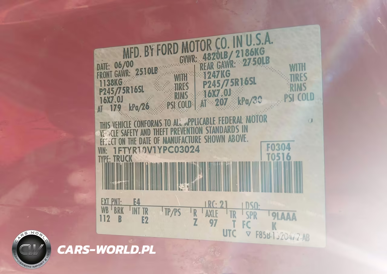 2000 Ford Ranger Xl-Xlt VIN:1FTYR10V1YPC03024 - 9