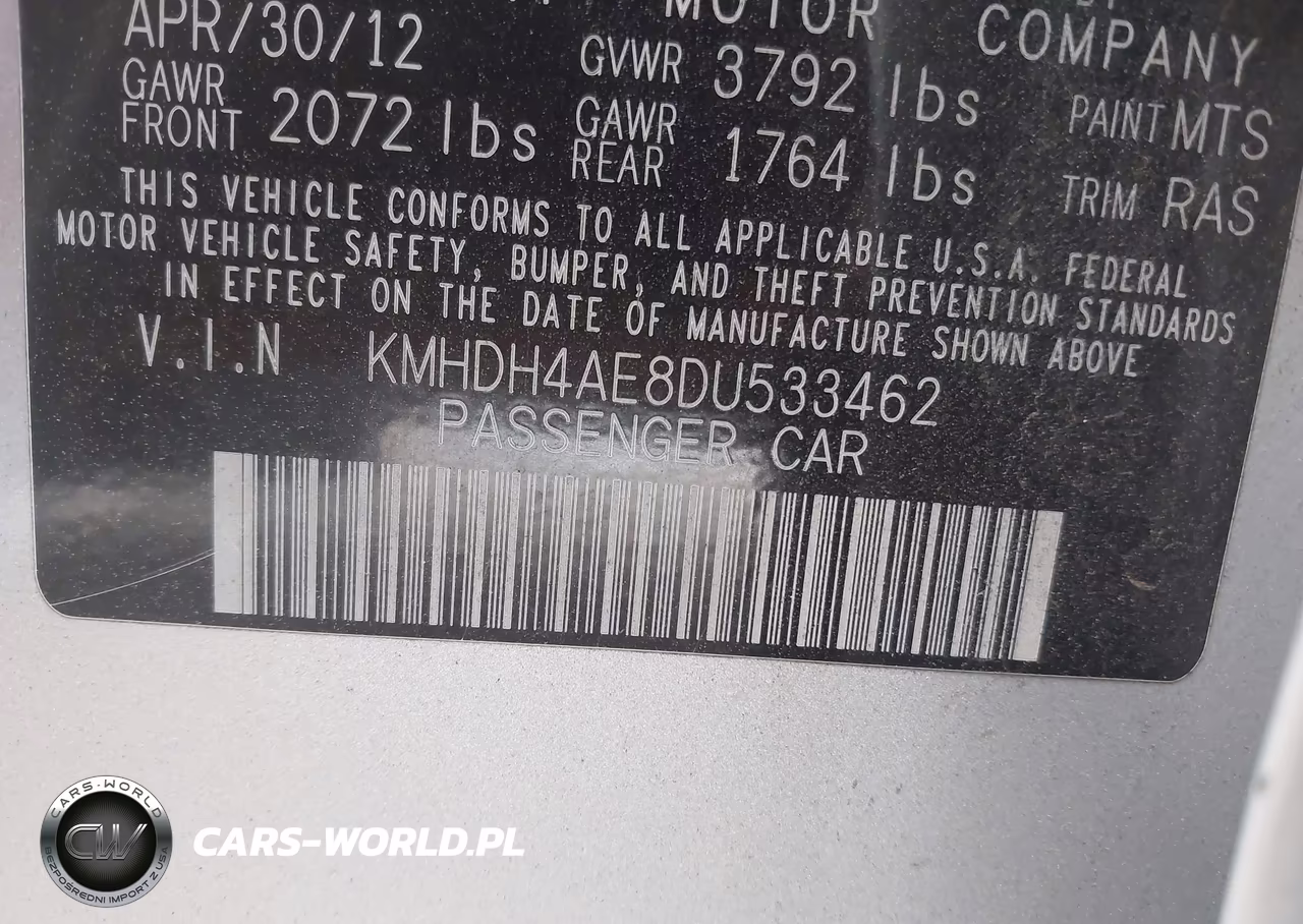 2013 Hyundai Elantra Gls VIN:KMHDH4AE8DU533462 - 9