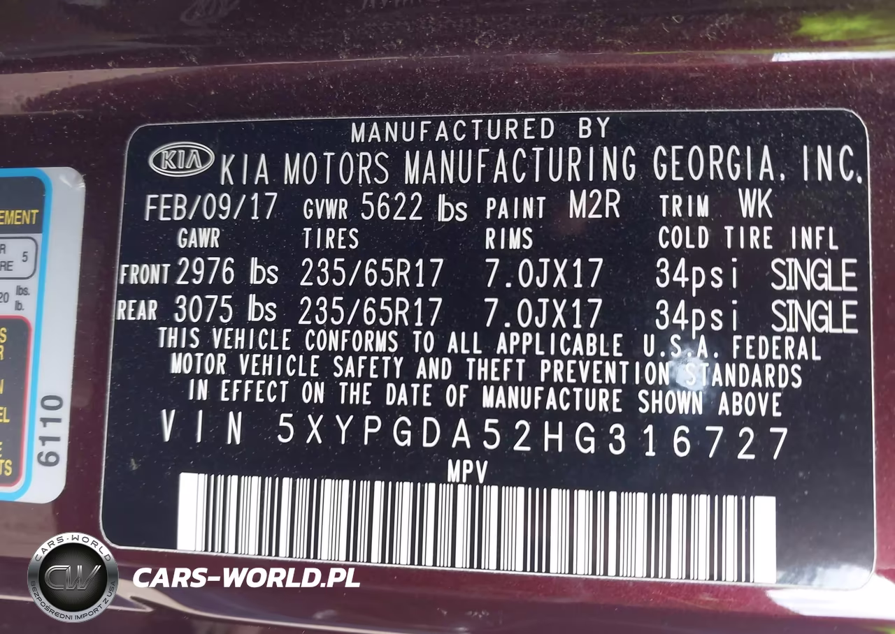2017 Kia Sorento 3.3L Lx VIN:5XYPGDA52HG316727 - 9
