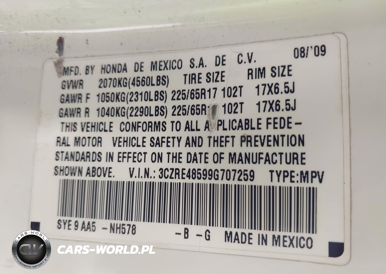 2009 Honda Cr-V Ex VIN:3CZRE48599G707259 - 9