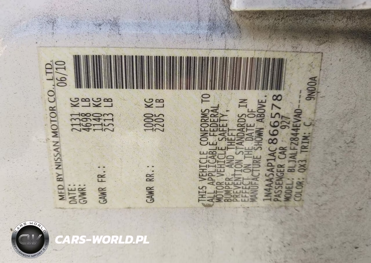 2010 Nissan Maxima S-Sv VIN:1N4AA5AP1AC866578 - 9