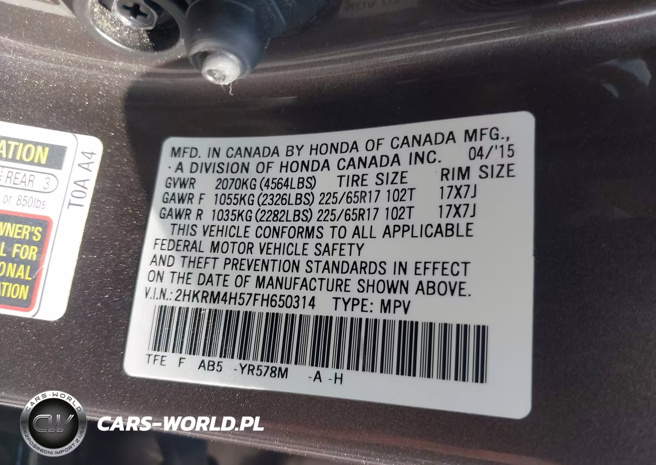 2015 Honda Cr-V Ex VIN:2HKRM4H57FH650314 - 9