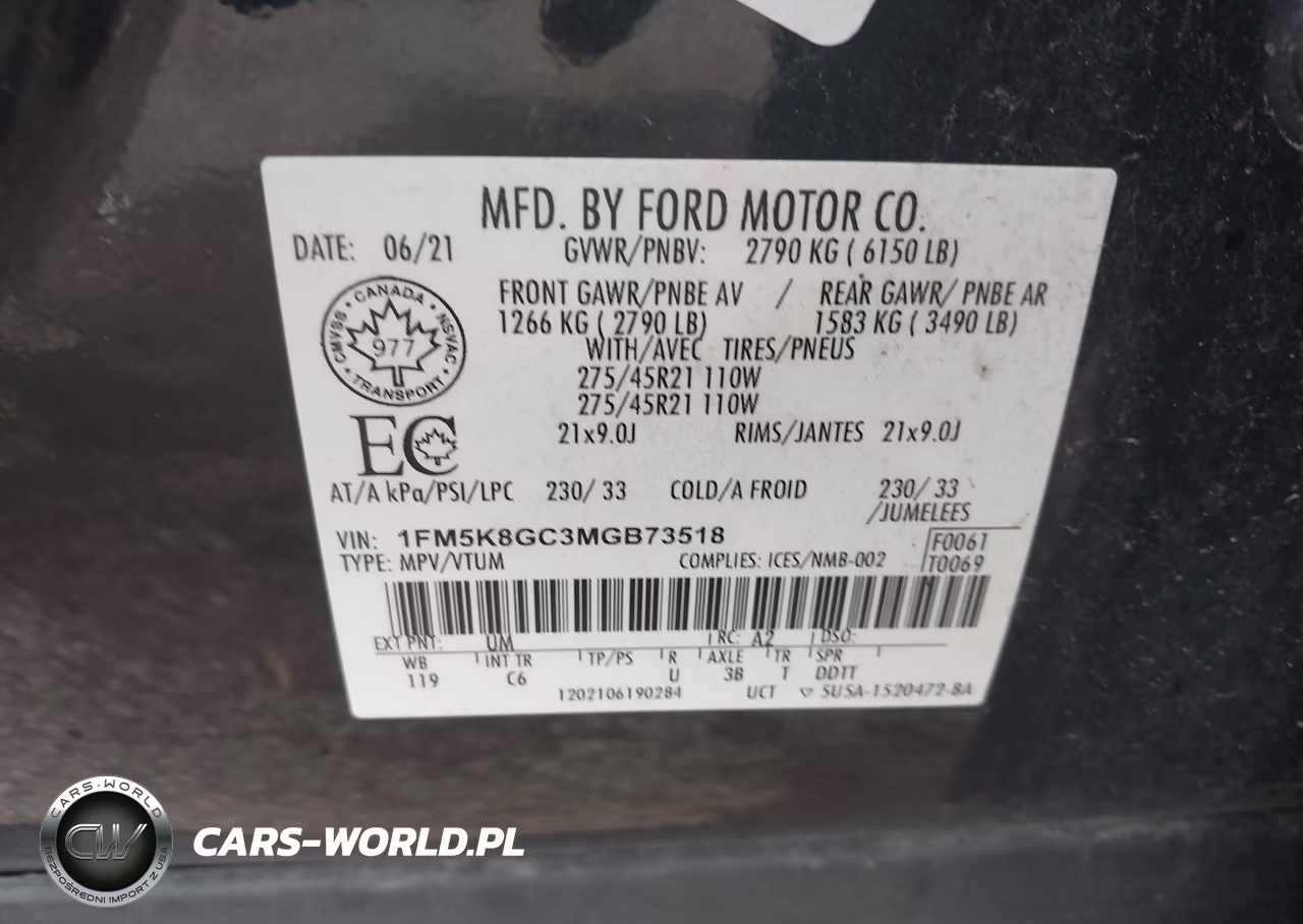 2021 Ford Explorer St VIN:1FM5K8GC3MGB73518 - 9