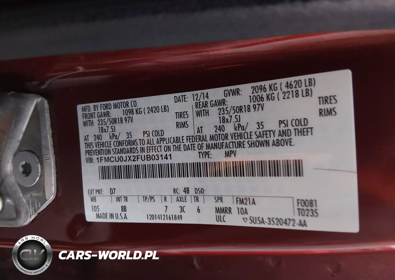 2015 Ford Escape Titanium VIN:1FMCU0JX2FUB03141 - 9