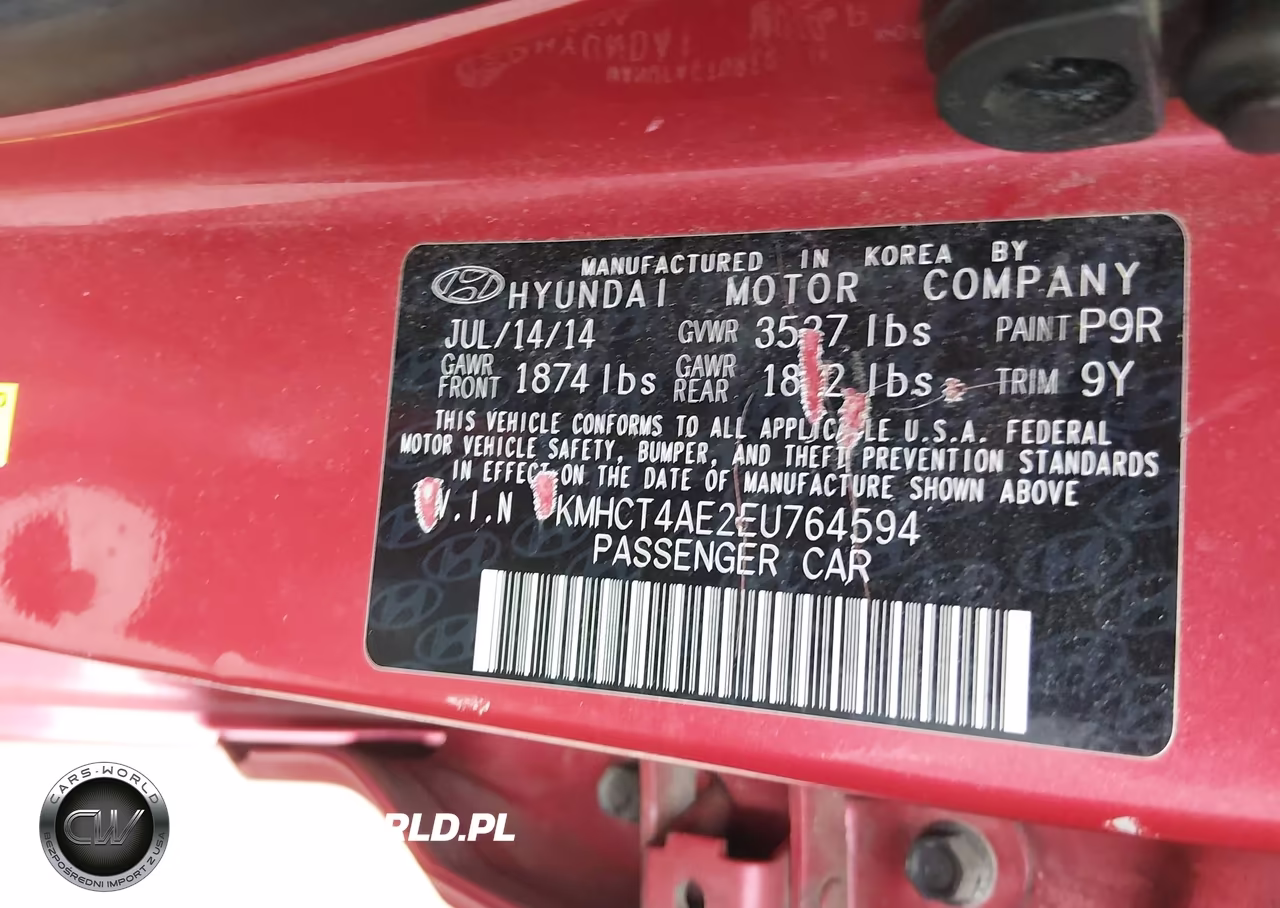 2014 Hyundai Accent Gls VIN:KMHCT4AE2EU764594 - 9