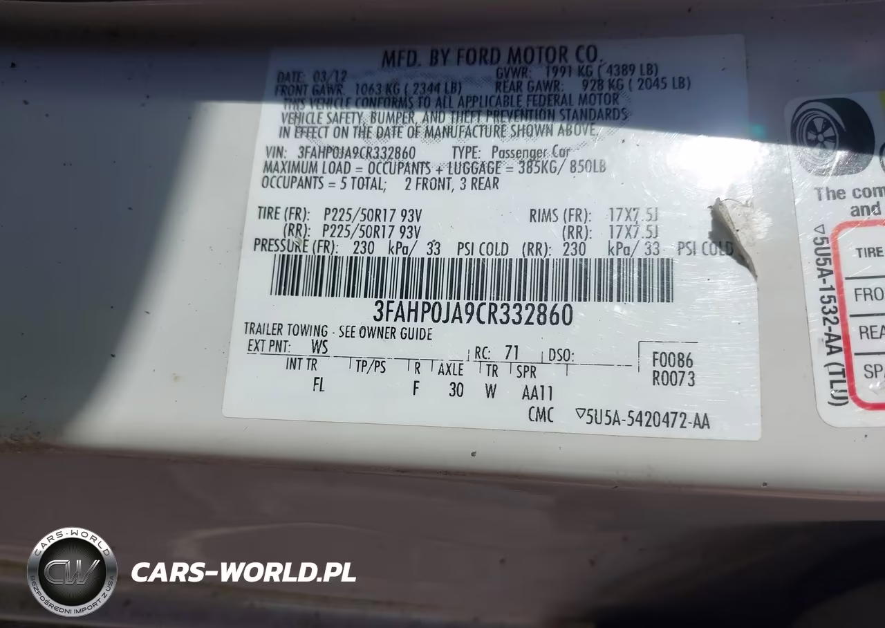 2012 Ford Fusion Sel VIN:3FAHP0JA9CR332860 - 9