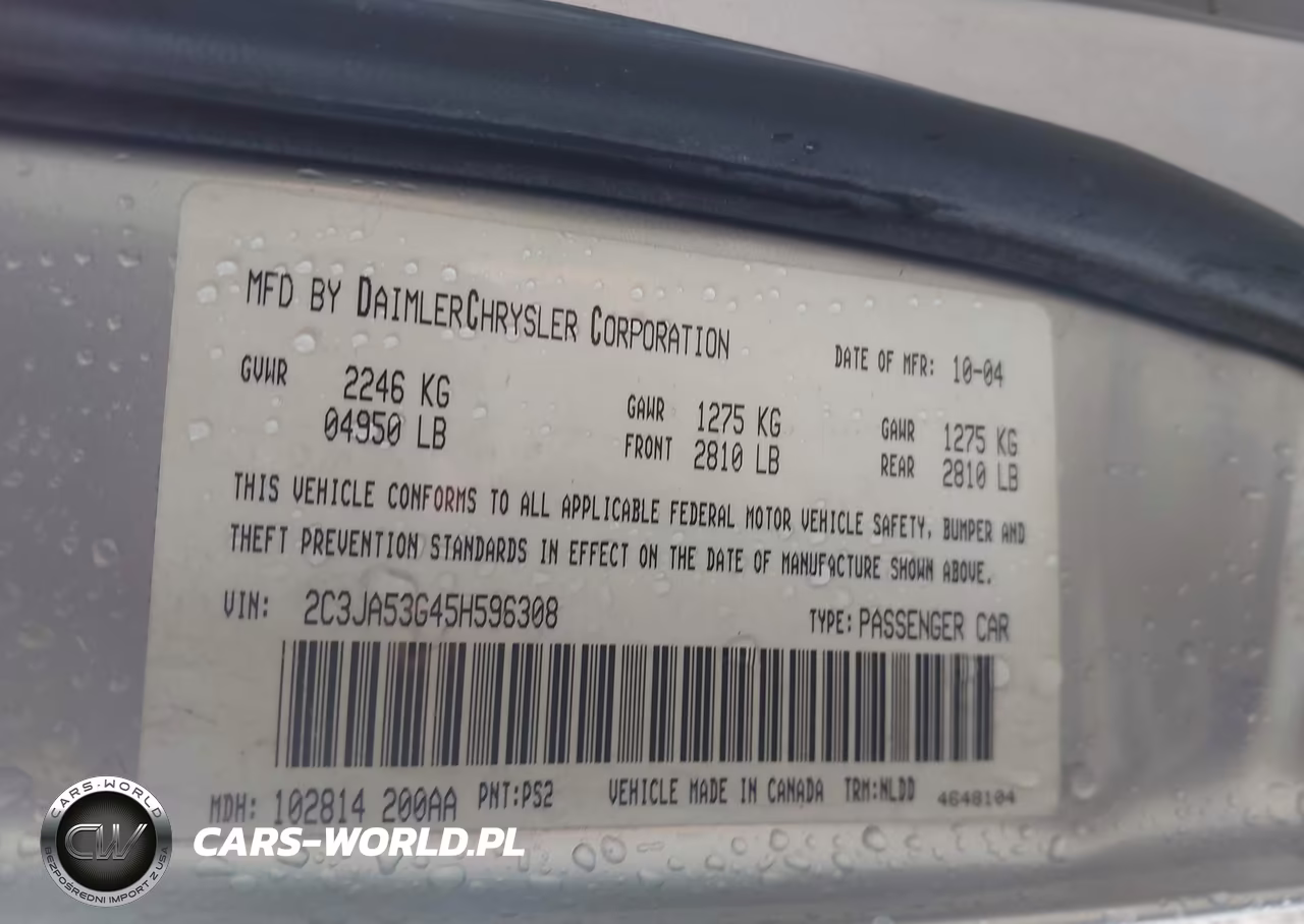 2005 Chrysler 300 Touring VIN:2C3JA53G45H596308 - 9