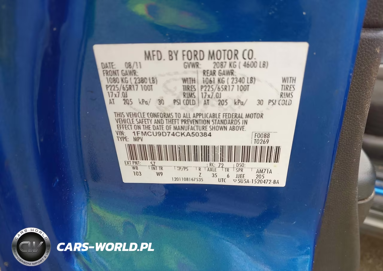 2012 Ford Escape Xlt VIN:1FMCU9D74CKA50384 - 9