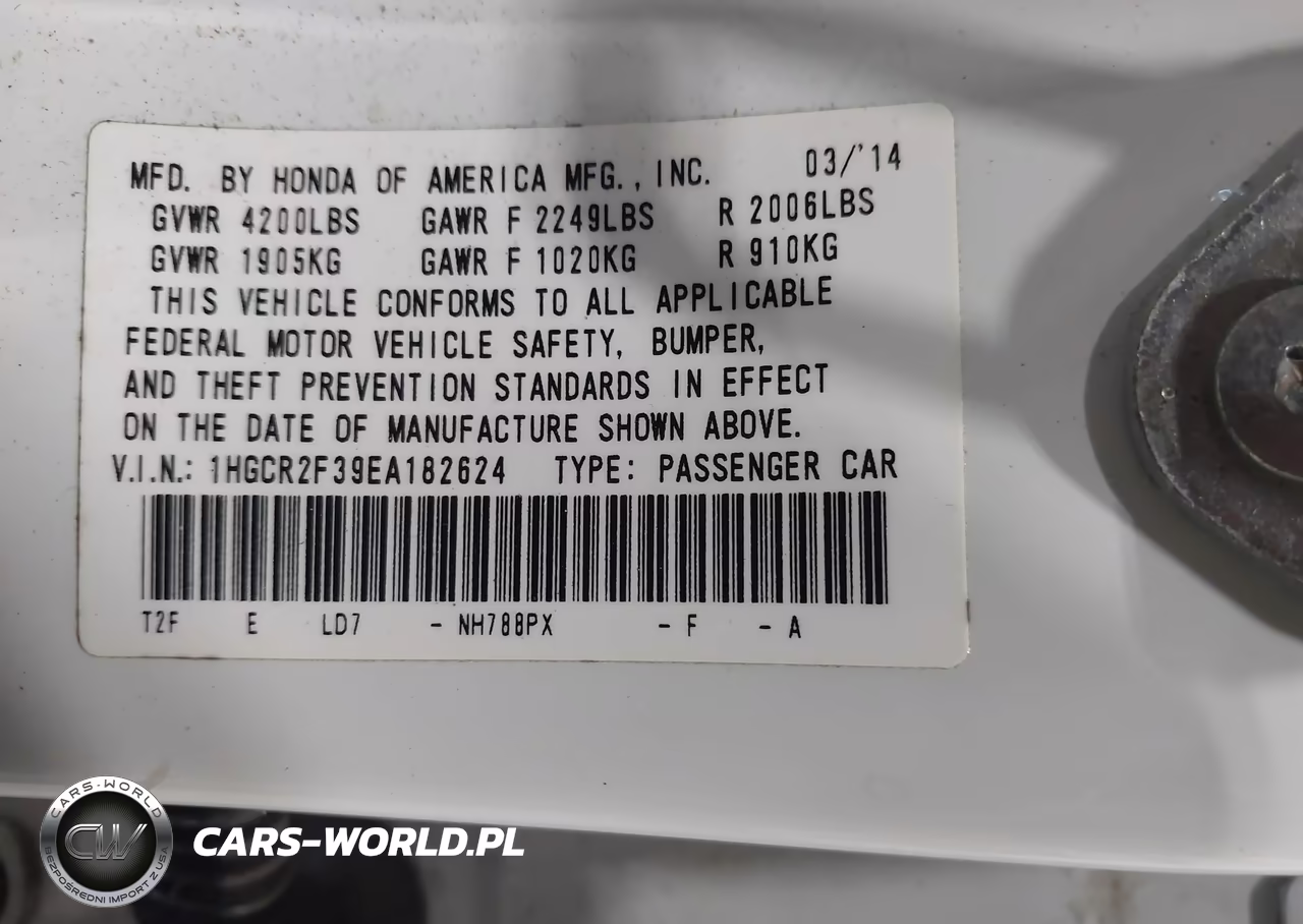 2014 Honda Accord Lx VIN:1HGCR2F39EA182624 - 9