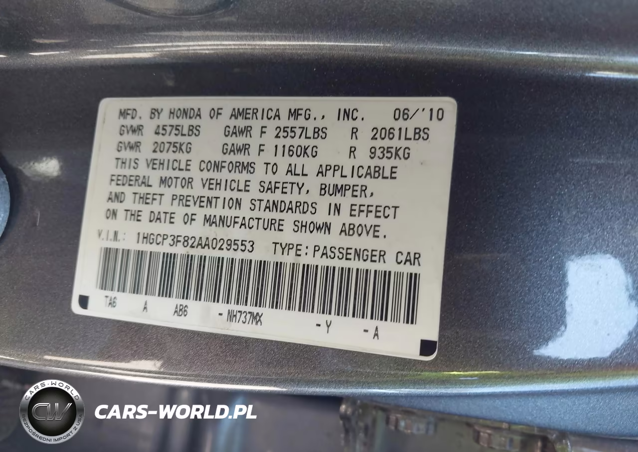 2010 Honda Accord 3.5 Ex-L VIN:1HGCP3F82AA029553 - 9