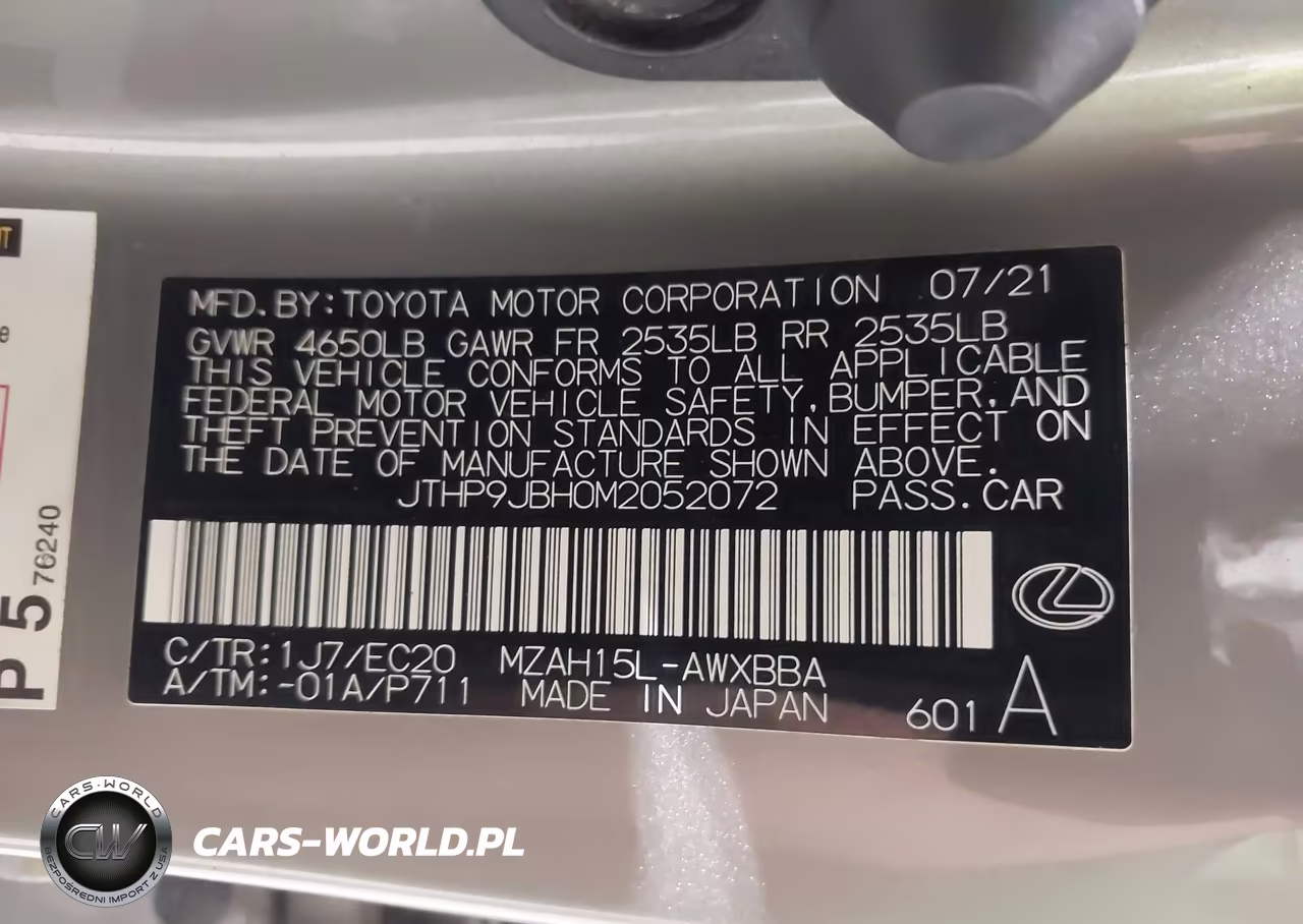 2021 Lexus Ux Ux 250H VIN:JTHP9JBH0M2052072 - 9