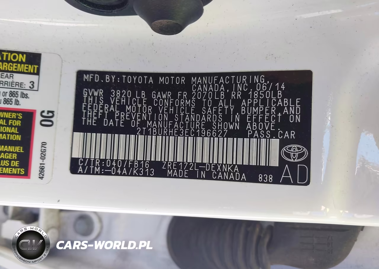 2014 Toyota Corolla Le VIN:2T1BURHE3EC196627 - 9