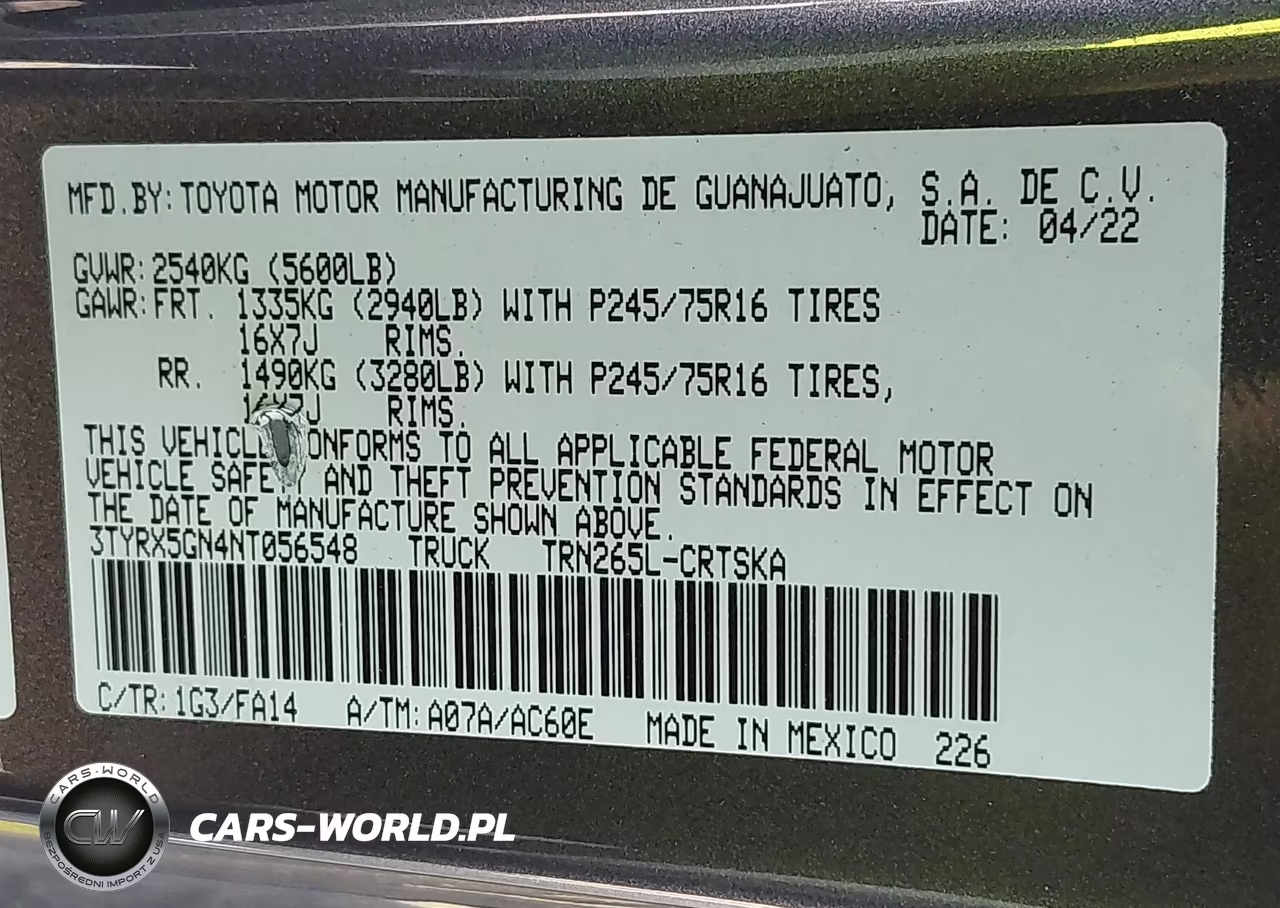 2022 Toyota Tacoma Sr VIN:3TYRX5GN4NT056548 - 9