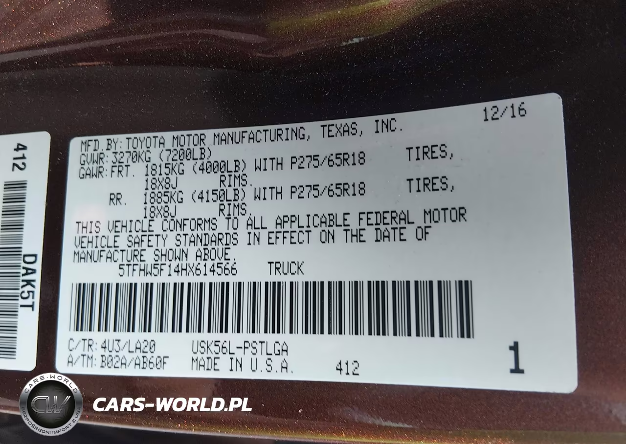 2017 Toyota Tundra Limited 5.7L V8 VIN:5TFHW5F14HX614566 - 9