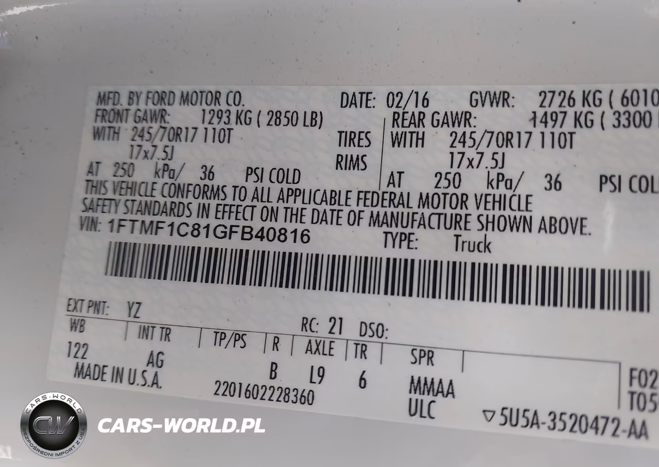 2016 Ford F-150 Xl VIN:1FTMF1C81GFB40816 - 9