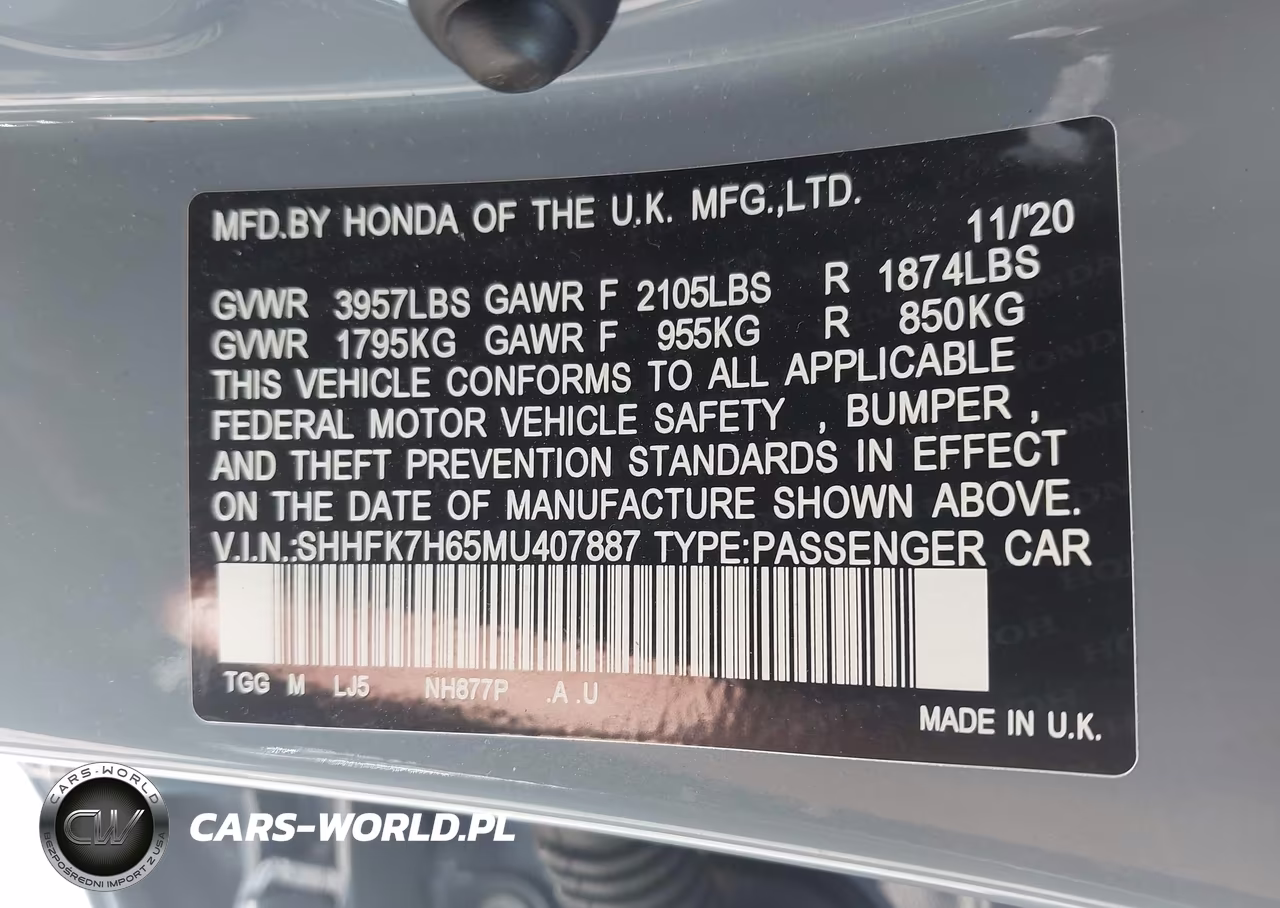 2021 Honda Civic Ex VIN:SHHFK7H65MU407887 - 9