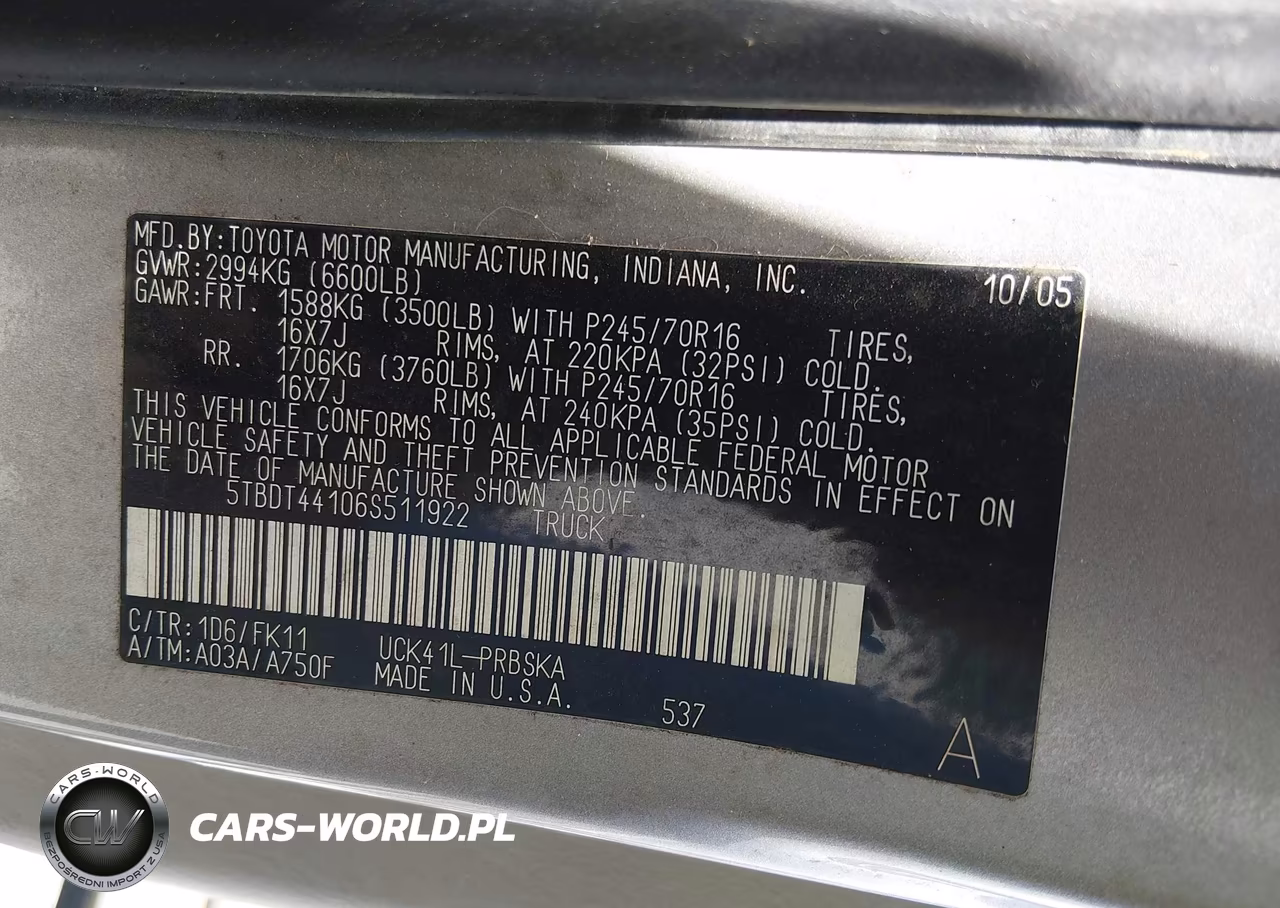 2006 Toyota Tundra Sr5 V8 VIN:5TBDT44106S511922 - 9
