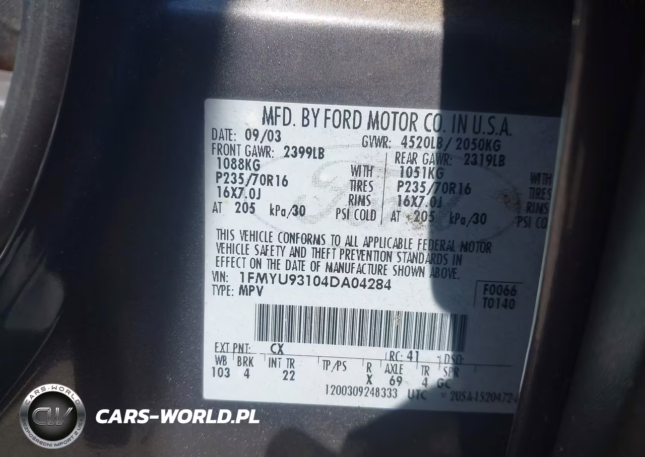 2004 Ford Escape Xlt VIN:1FMYU93104DA04284 - 9