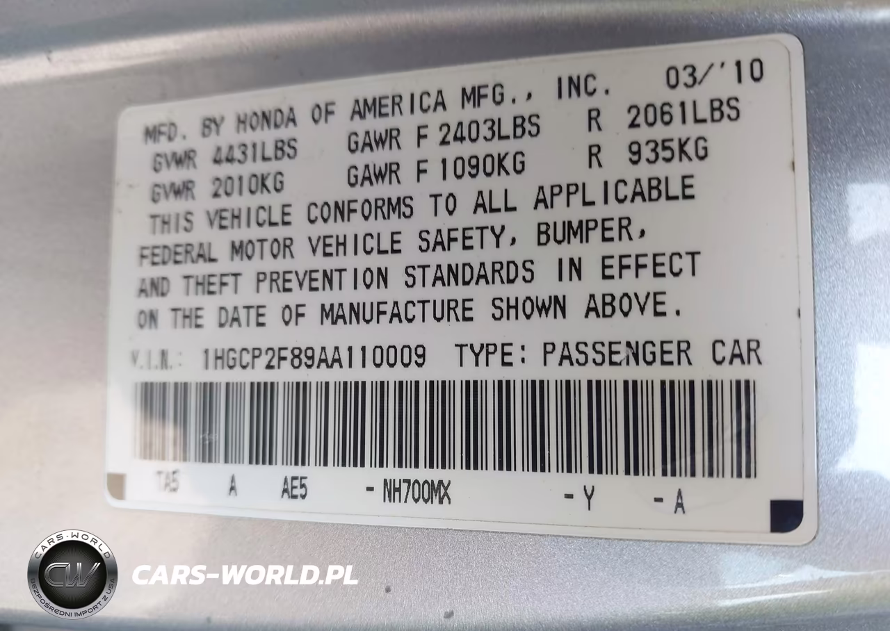 2010 Honda Accord 2.4 Ex-L VIN:1HGCP2F89AA110009 - 9