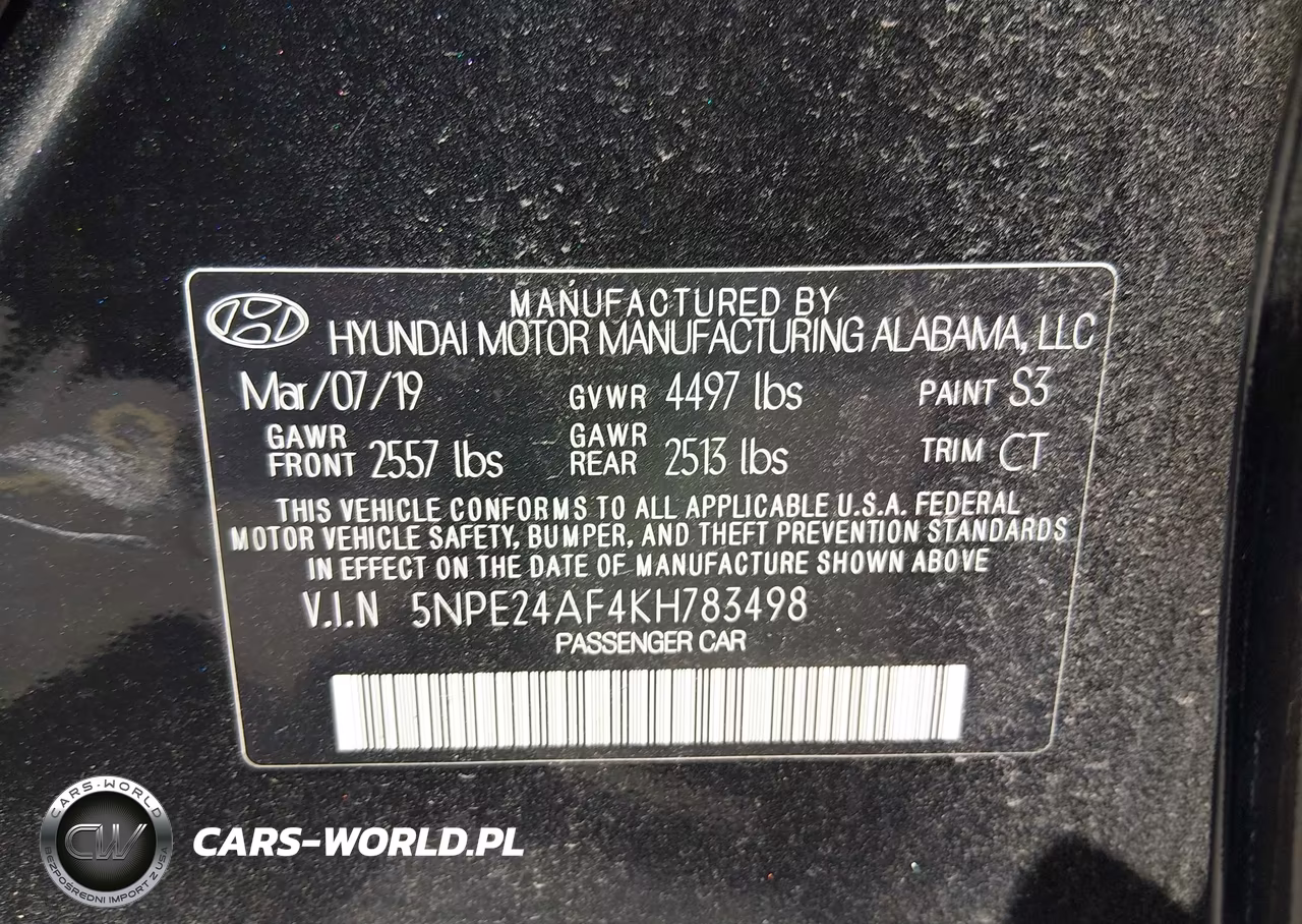 2019 Hyundai Sonata Se VIN:5NPE24AF4KH783498 - 9