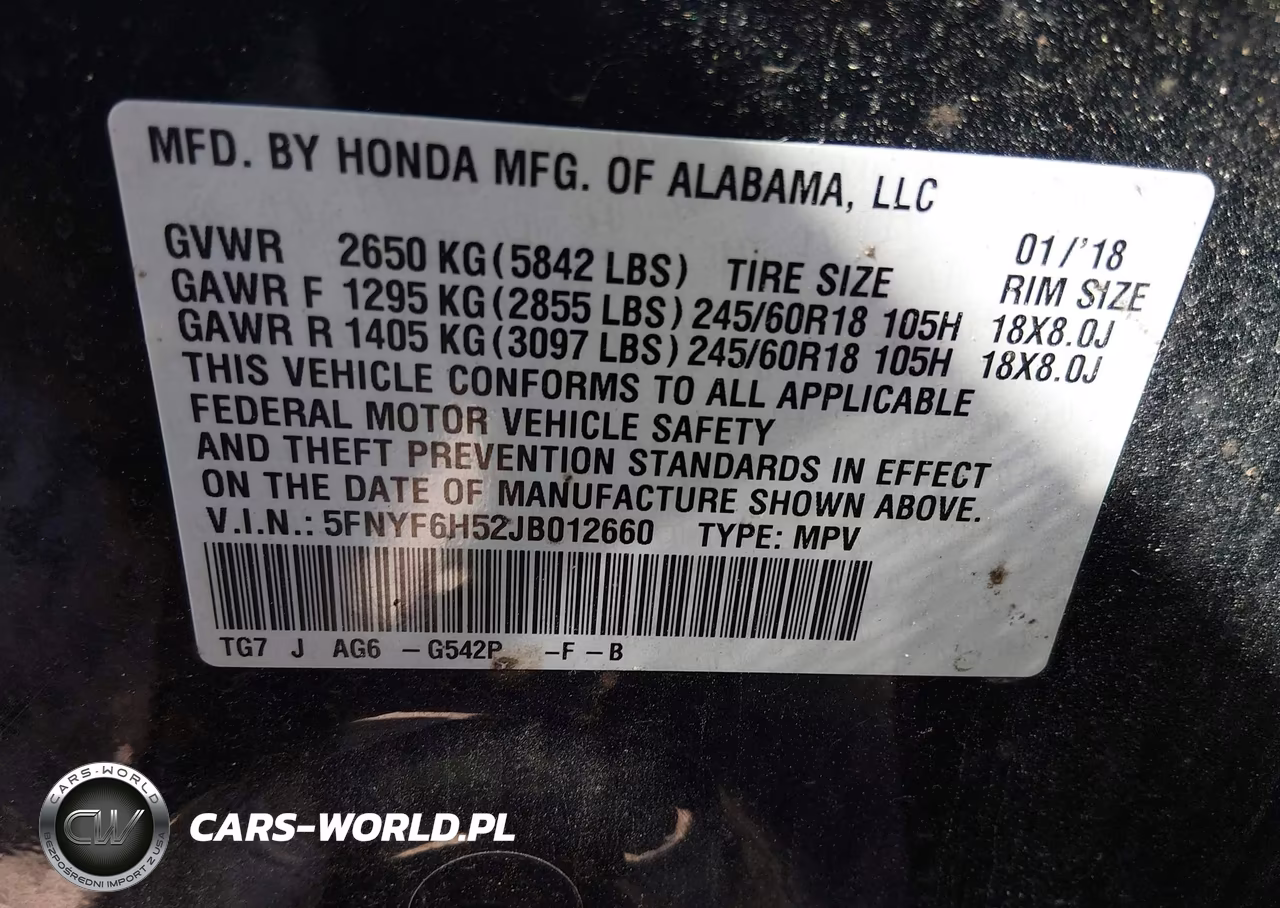 2018 Honda Pilot Ex-L VIN:5FNYF6H52JB012660 - 9