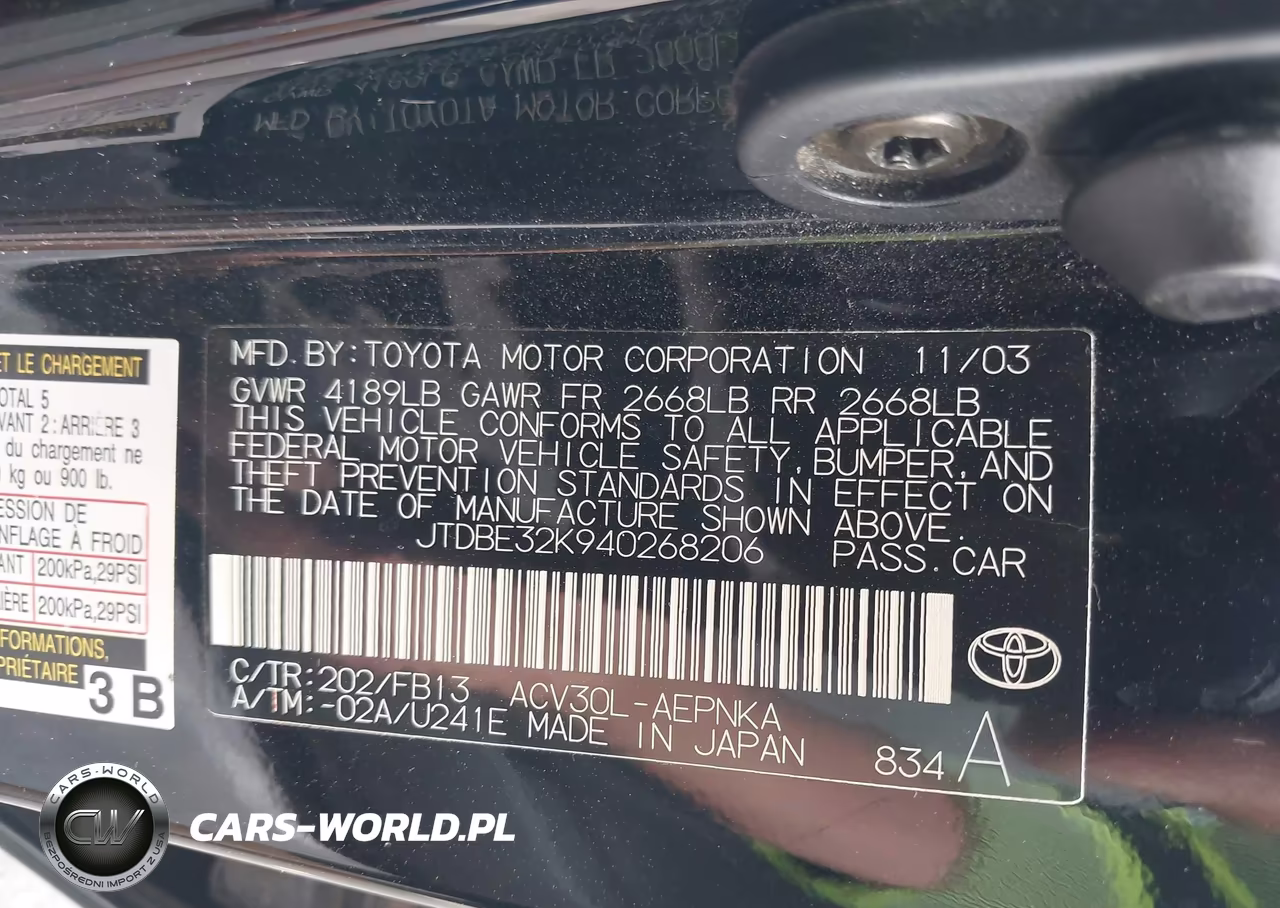 2004 Toyota Camry Le VIN:JTDBE32K940268206 - 9